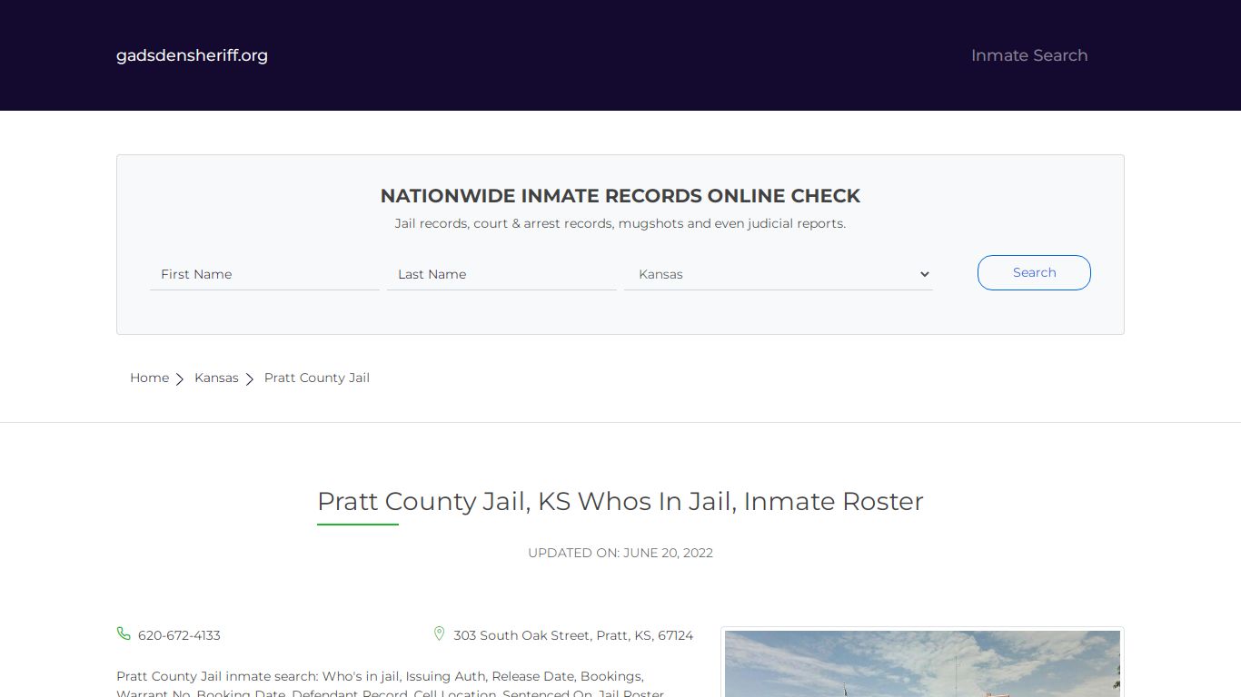 Pratt County Jail, KS Whos In Jail, Inmate Roster - Gadsden County